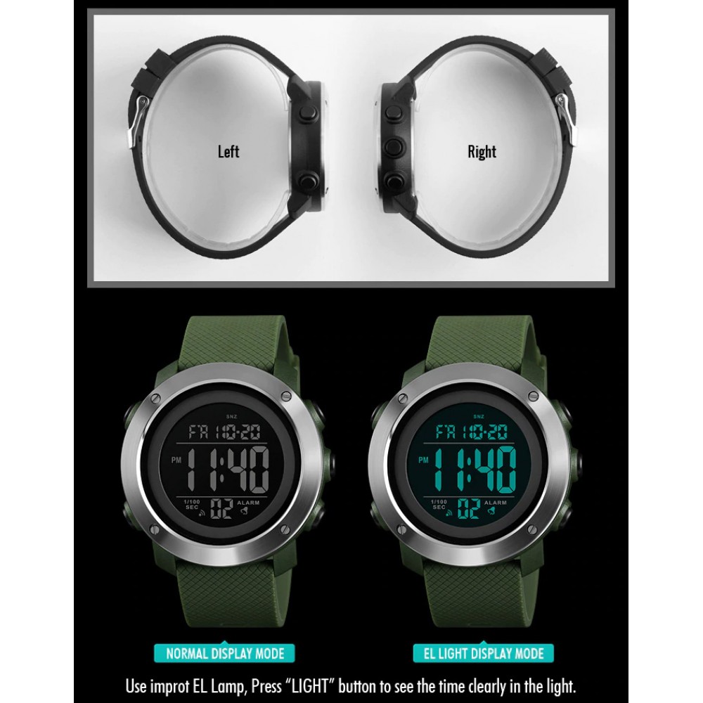 Наручные часы SKMEI 1416 Серебристо-зелёные