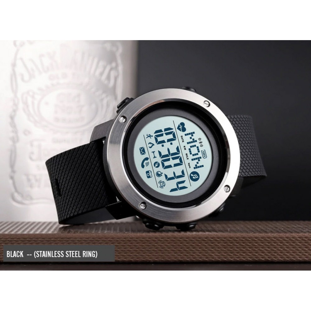 Смарт часы SKMEI 1511 Чёрно-серебристые с Bluetooth, шагомером и компасом