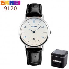 Мужские наручные часы SKMEI 9120 Белые с чёрным ремешком