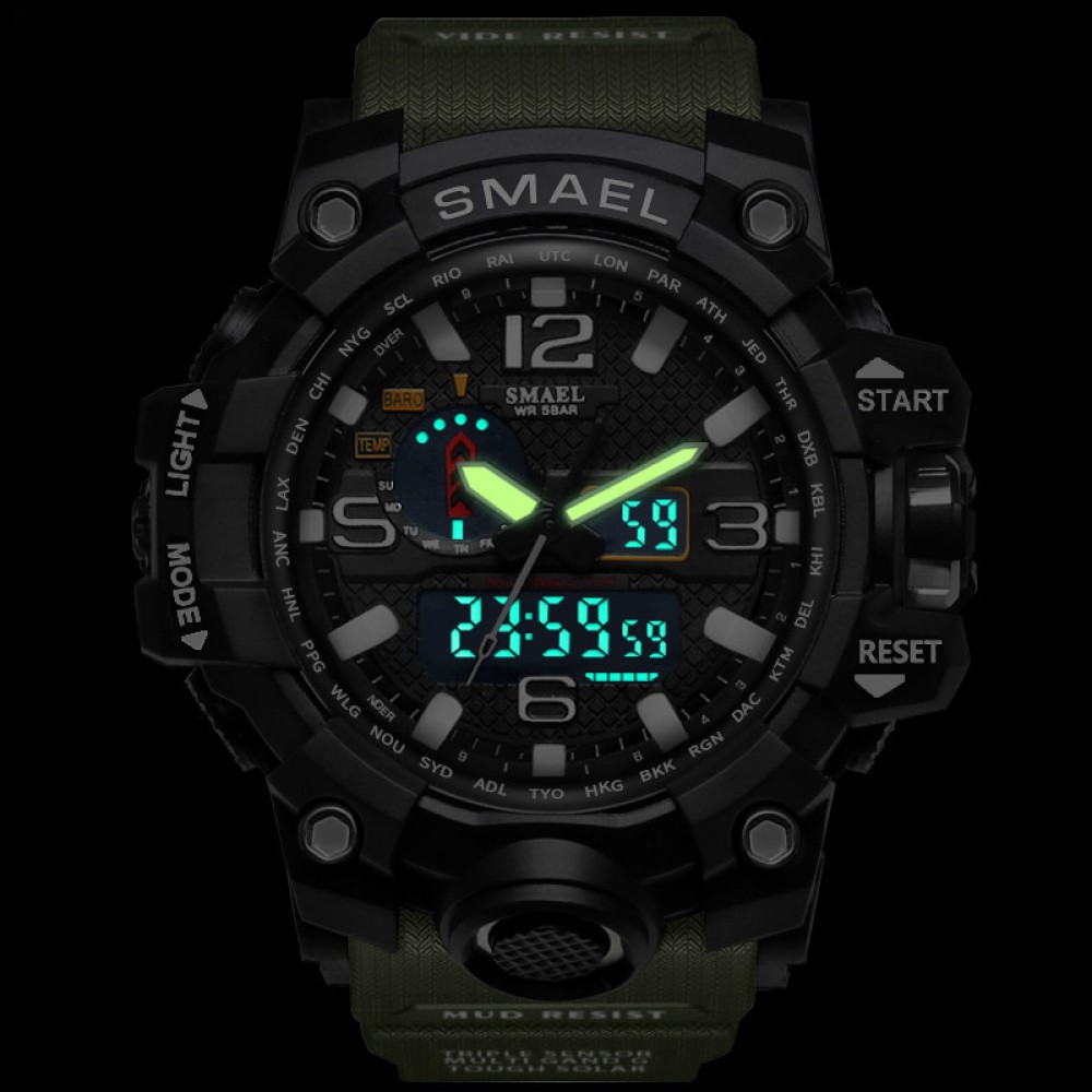 Наручные часы SMAEL 1545 Чёрно-зелёные